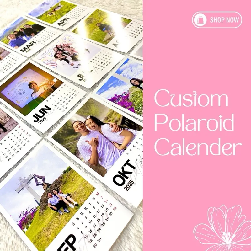 Custom Foto Kalender Polaroid Tahun 2025 / 12 Pcs Foto Kalender Polaroid Januari-Desember 2025