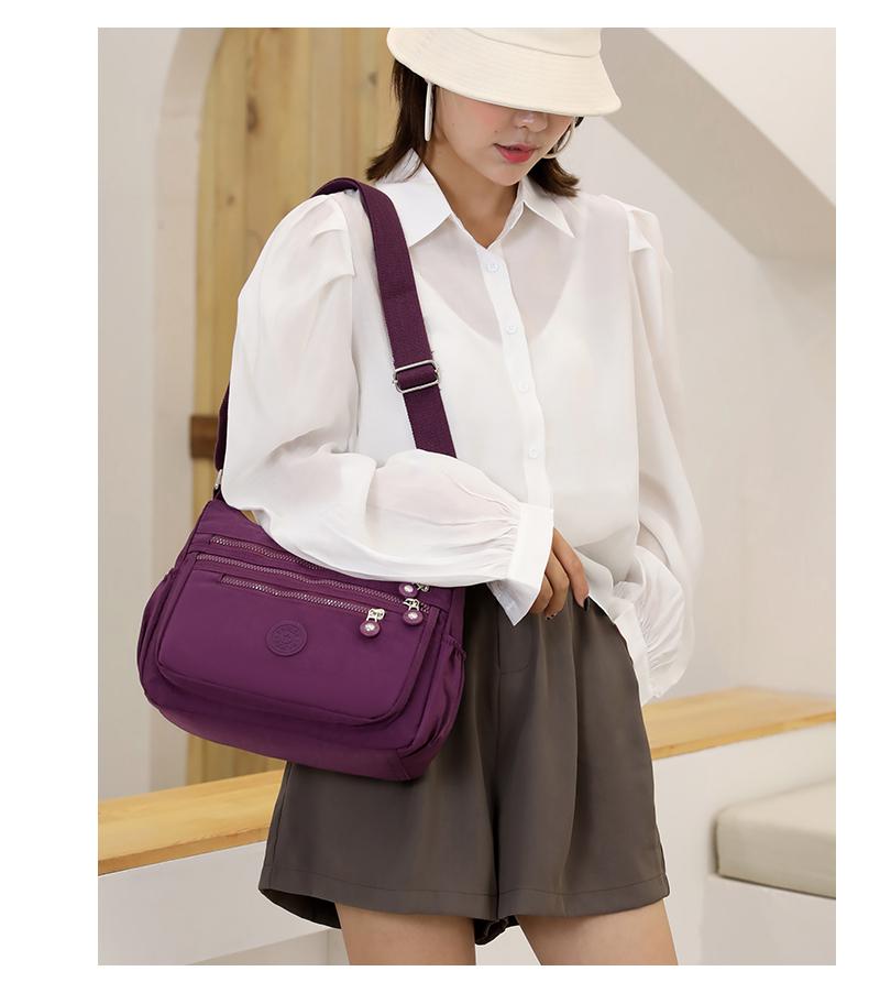 Product Introduction of Túi Đeo Chéo Nylon Chống Thấm Nước Cho Nữ, Túi Du Lịch Sức Chứa Lớn Có Khóa Kéo Nhiều Lớp Cho Bé Gái, Túi Đưa Thư Đựng Đồ Giải Trí Ngoài Trời Đeo Vai 14