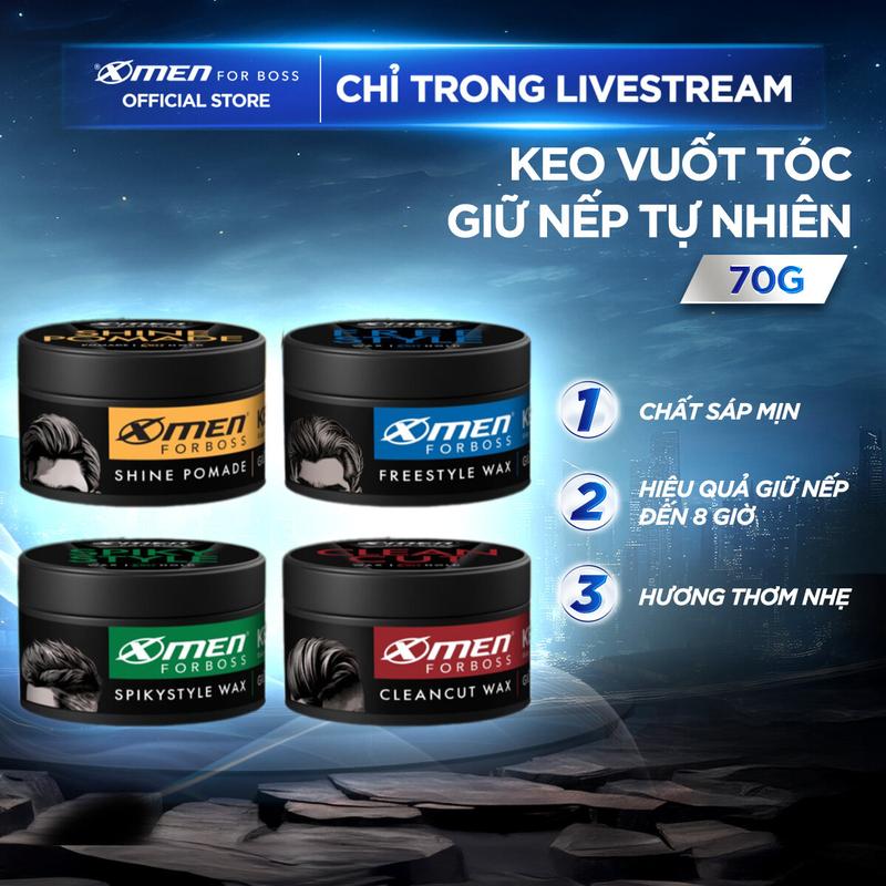 [MỚI] Sáp vuốt tóc nam Wax/Pomade Xmen for Boss 70g - Giữ nếp 8H với Keratin giúp tóc chắc khỏe