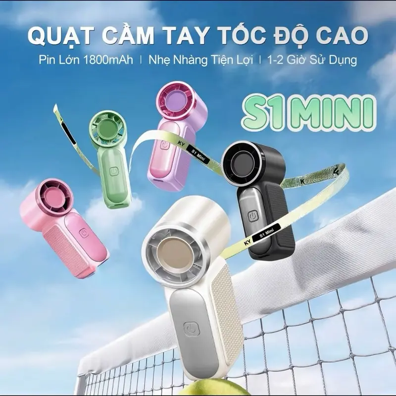 S1 MINI Quạt Tay Tốc Độ Cao 8,9cm, 100 Mức Gió, Màn Hình LED, Động Cơ Tuabin 16000 RPM, Tiện Lợi, Pin 1800mAh, Sạc Type-C