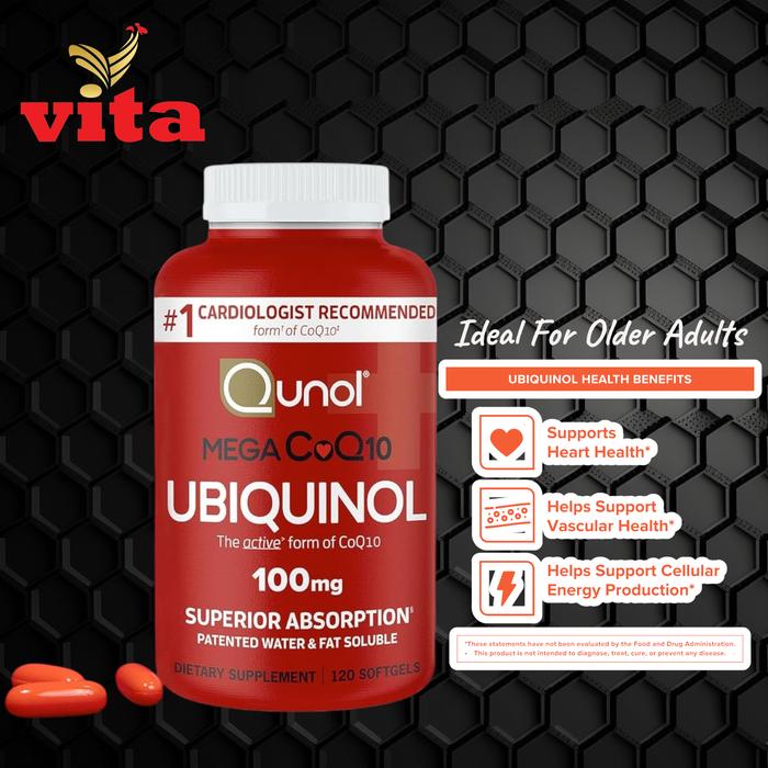 Gambar Qunol Mega CoQ10 100mg Coenzyme Q10 Ubiquinol Superior Absorption dari Tokovita1981 Kota Administrasi Jakarta Utara Tokopedia