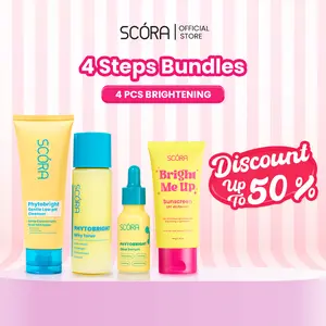 [Pre-Order] 4 Pcs Bundles: Scora Cleanser Series 100ml + Scora Toner Series 80 ml + Scora Serum Series 20ml + SCORA Bright Me Up Sunscreen 40 gr