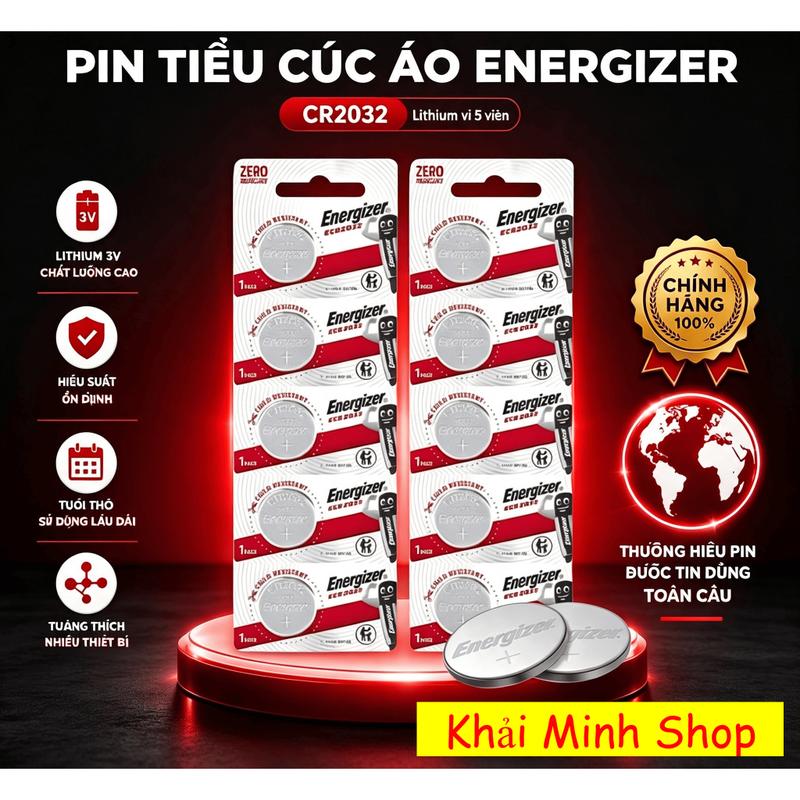 Pin Cúc Áo Energizer CR2032 Lithium 3V – Vỉ 5 Viên – Hàng chính hãnġ