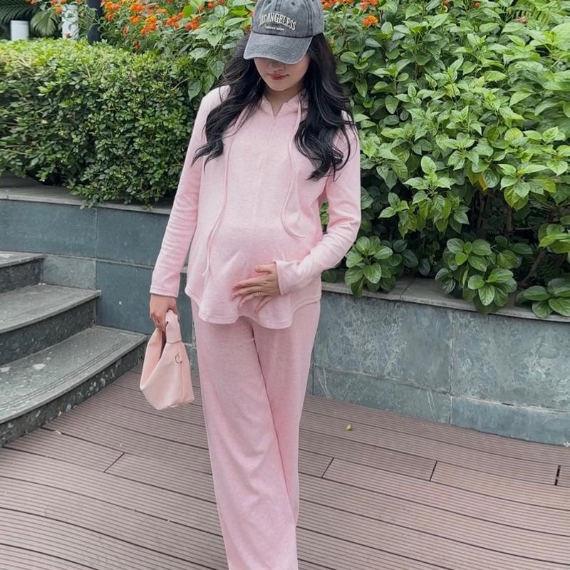  Set len thu đông cho mẹ bầu quần có đai chun điều chỉnh rộng rãi thoải mái váy bầu đầm bầu  Nữ Dress Nhung Women Voi 