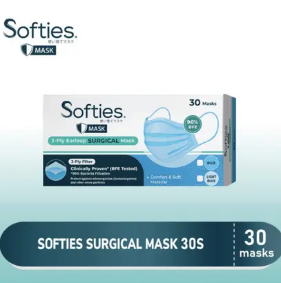 Masker Softies Earloop 3ply isi 30 pcs