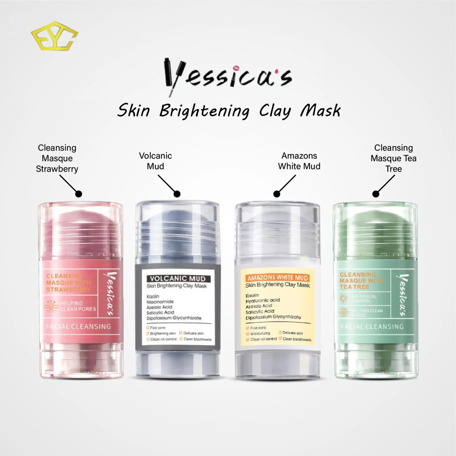 FYC - Yessica's  Strawberry & Tea Tree Acne  & Anti Pores Clay Stick Mask