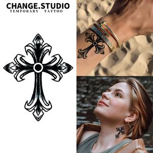 Hình Xăm Tạm Thời, Thiết Kế Chữ Thập, Kéo Dài Trong 15 Ngày, Không Thấm Nước Và Chống Trơn Trượt, Miếng Dán Hình Xăm