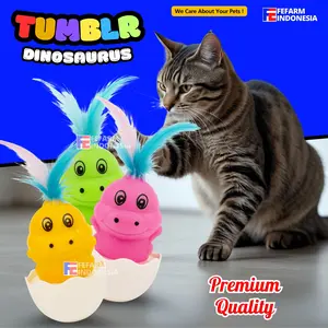 Mainan Goyang Kucing Stress Tumbler Bulu Berwarna Tongkat Kitten Lucu FEFARM