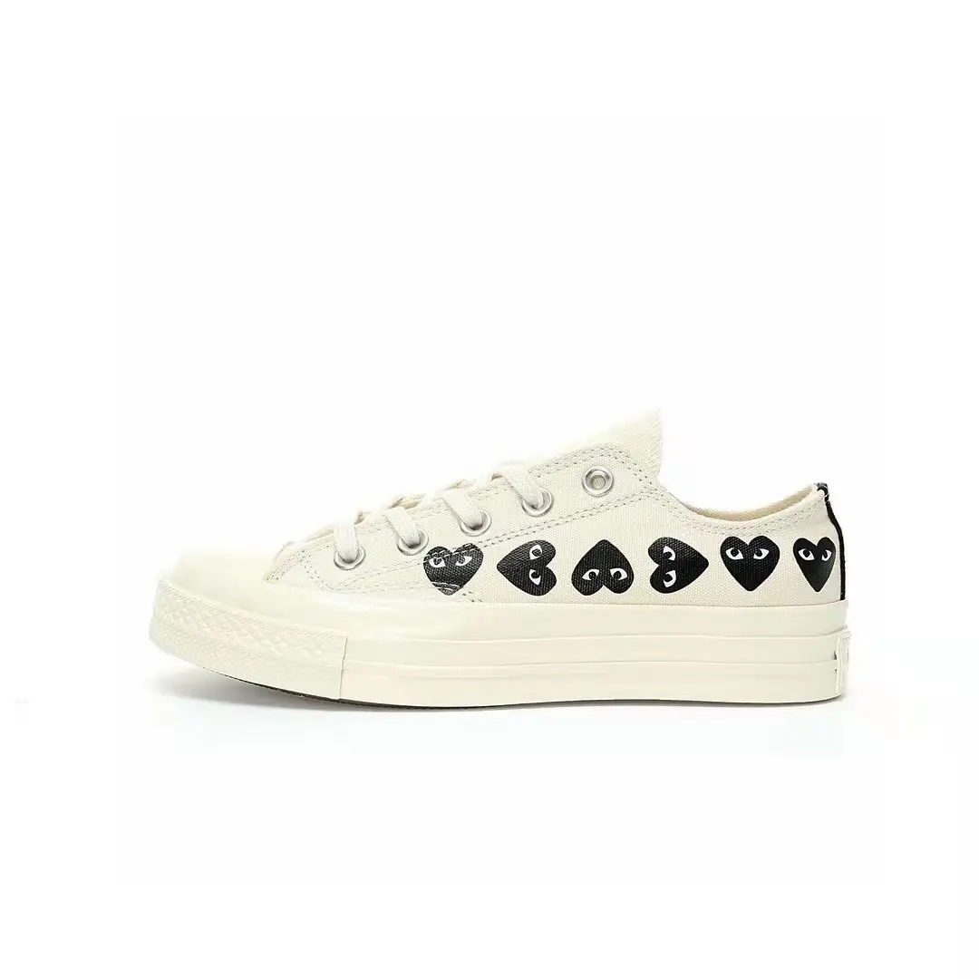 CDG Play x CONVERE 1970s String Heart Multi Heart Rei Kawakubo Play Love Joint Classic Casual Low Top Canvas Shoes-2593
