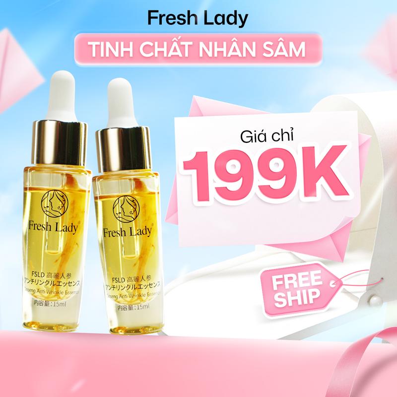 Serum Nhân Sâm Cao Cấp Fresh Lady Giúp Hỗ Trợ Cải Thiện Nếp Nhăn, Chống Lão Hóa, Giúp Da Săn Chắc Và Đều Màu - 15ml