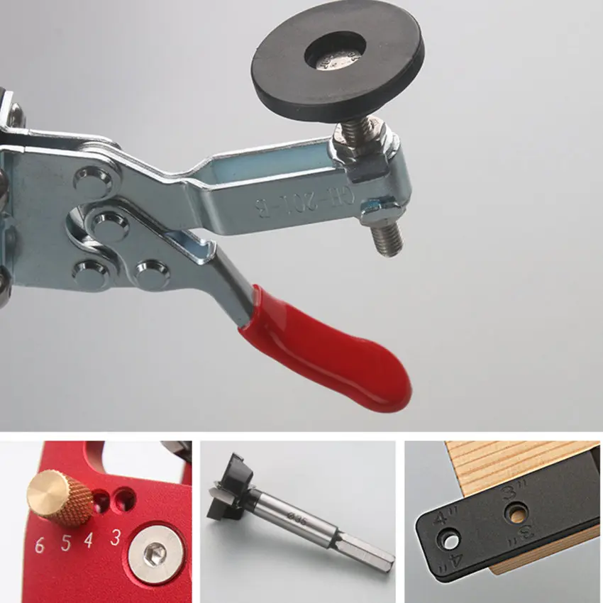 35mm Hinge Boring Jig Woodworking Hole Drilling Guide Locator with Fixture Aluminum Alloy Hole Opener Template Tools