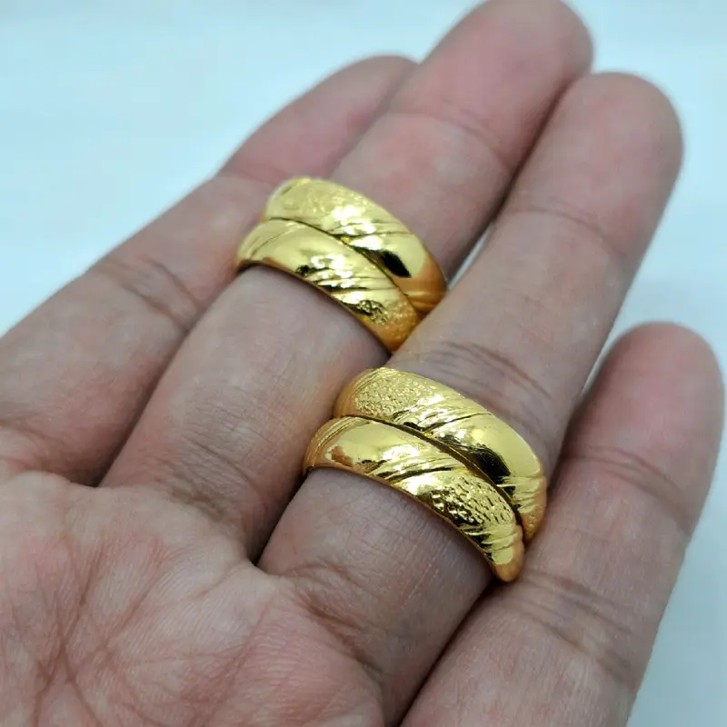 Cincin Seleser Motif Pasir Aksesoris Perhiasan Lapis Emas Elegan Rings 3