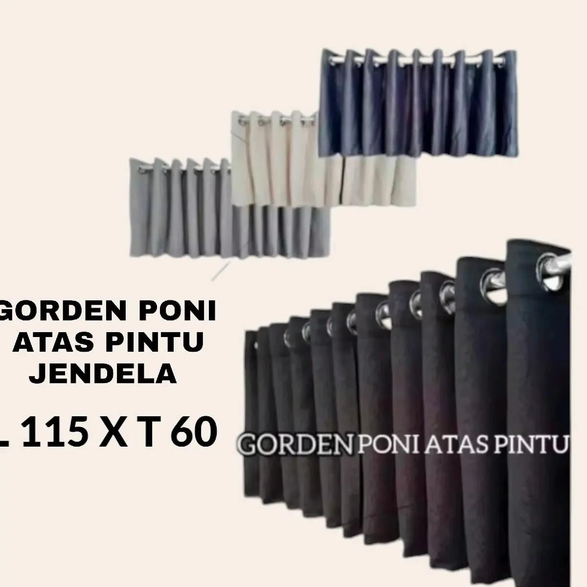 Gorden Embos Poni Atas Pintu / Jendela