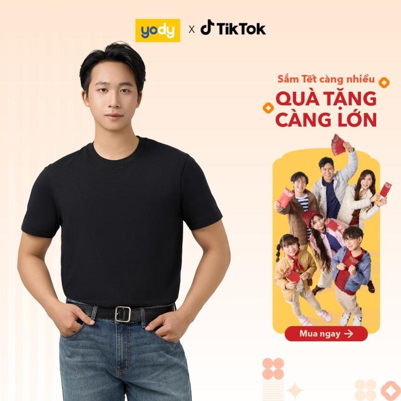 Áo thun nam YODY vải cotton mềm mại form regular thoải mái kiểu dáng basic dễ mặc MCTS25S009