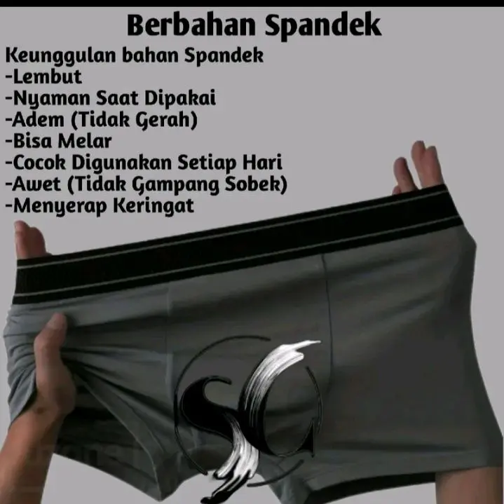 paket hemat isi 5pcs celana dalam UNDERWEAR celana dalam pria dewasa bahan kantun lembut nyaman dipakai terlaris Katun Boxer Cowok Pendek Hitam Karet Kotak 3