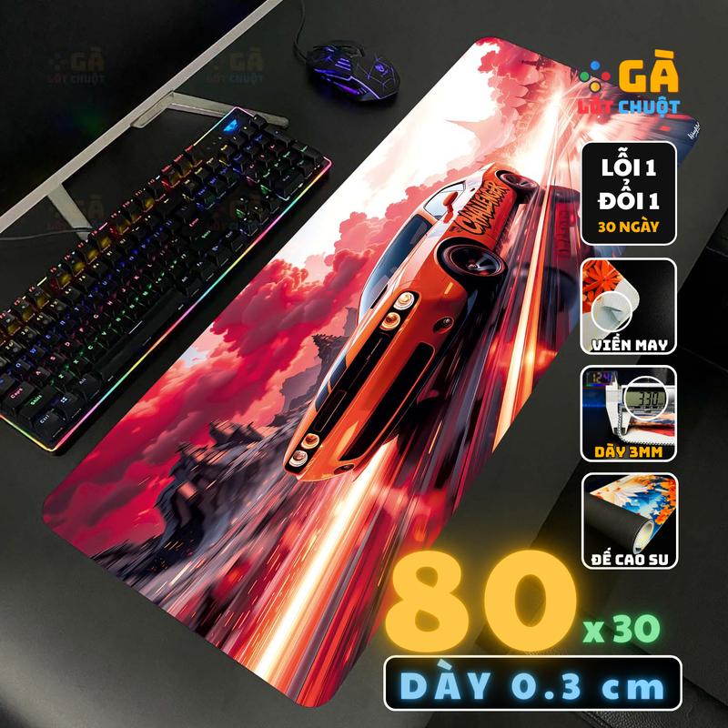Lót chuột cỡ lớn 80x30 cm dày 3mm có bo viền chắc chắn cao su dày đế chống trượt - Tối ưu cho game thủ GÀ LÓT CHUỘT