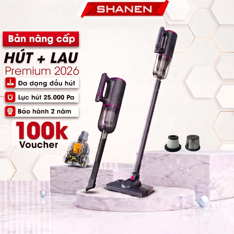 Máy hút bụi cầm tay lau sàn nhà SN SHANEN, Lõi Lọc Thép Bền Bỉ, Vừa hút vừa…