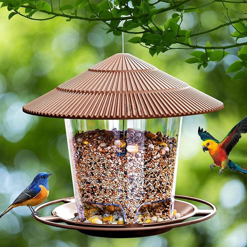 Trạm thức ăn cho động vật bay cưng kiểu nhà Gazebo ngoài trời cho chim dụng cụ cho ăn hộp đựng thức ăn đồ dùng cho chim