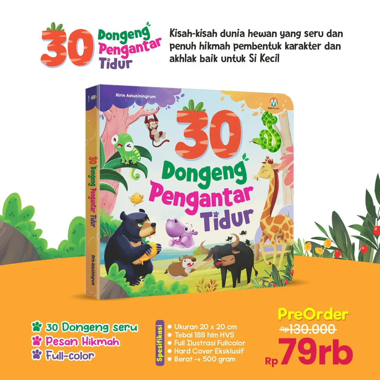 Buku Fabel Anak Cerita Pengantar Tidur 30 Dongeng Bergambar Lucu dengan Banyak Ilustrasi Ziyadbooks buku  cerita untuk janin