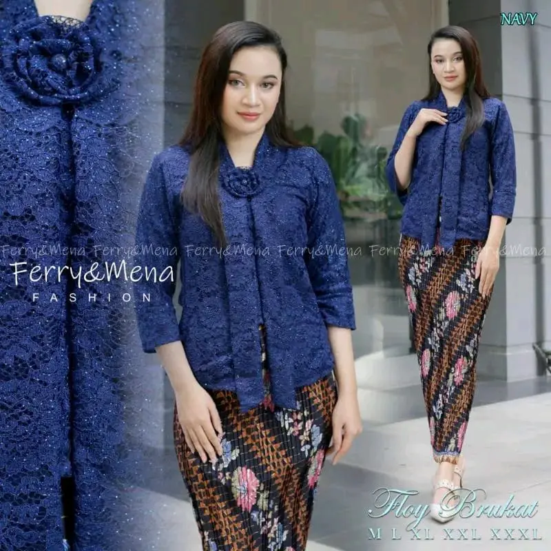 Atasan Kebaya Brokat Modern Floy Kartini Lengan 7/8 Baju Kondangan Simpel Elegan 7