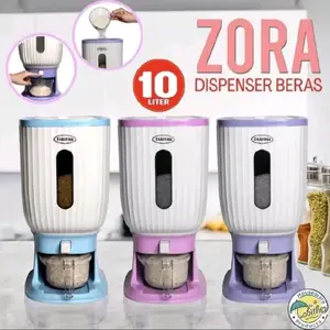 Zora Dispenser Beras Kapasitas 10 Liter Tempat Penyimpanan Beras Serbaguna dengan Desain Modern dan Praktis Plastik Wadah