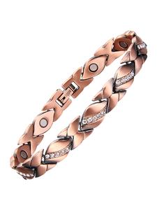 Pulsera de cobre puro para mujer, elegante joyería de cristal, herramienta para ajustar el tamaño, cadena magnética de moda para uso diario