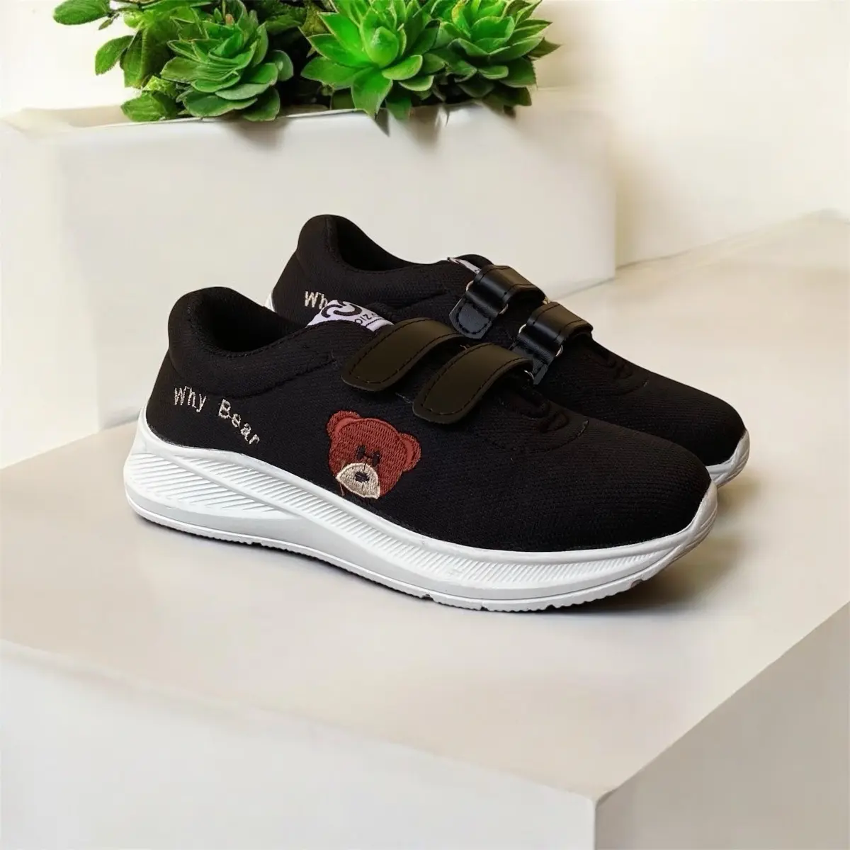 Sepatu Anak Sekolah TK SD SMP Perekat Perempuan Bordir Why Bear | Sepatu Fashion Anak Trainer