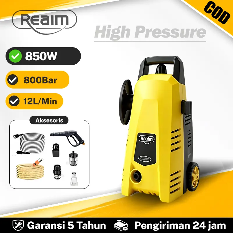 REAIM Jet Cleaner Semprotan Cuci 850W 800Bar IPX7 High Pressure air  Motor Mesin Cuci Mobil Dan Motor Mobil Jet Cleaner