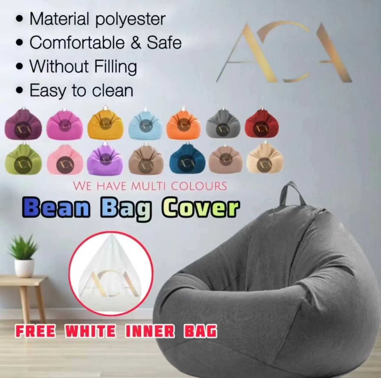FREE WITH INNER BAG / NEW PRODUCT, Bean Bag Sofa Covet Without Filling.