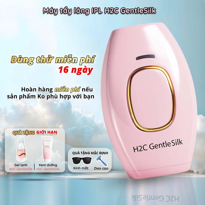 Máy triệt lông cá nhân IPL (có che tên) H2C GentleSilk - tặng kèm phụ kiện kính gel, phụ kiện cạo lông - máy triệt lông mini tại nhà 5 cấp độ