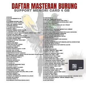 MEMORI MASTERAN BURUNG ISI 88 SUARA BURUNG (KAPASITAS 4GB)