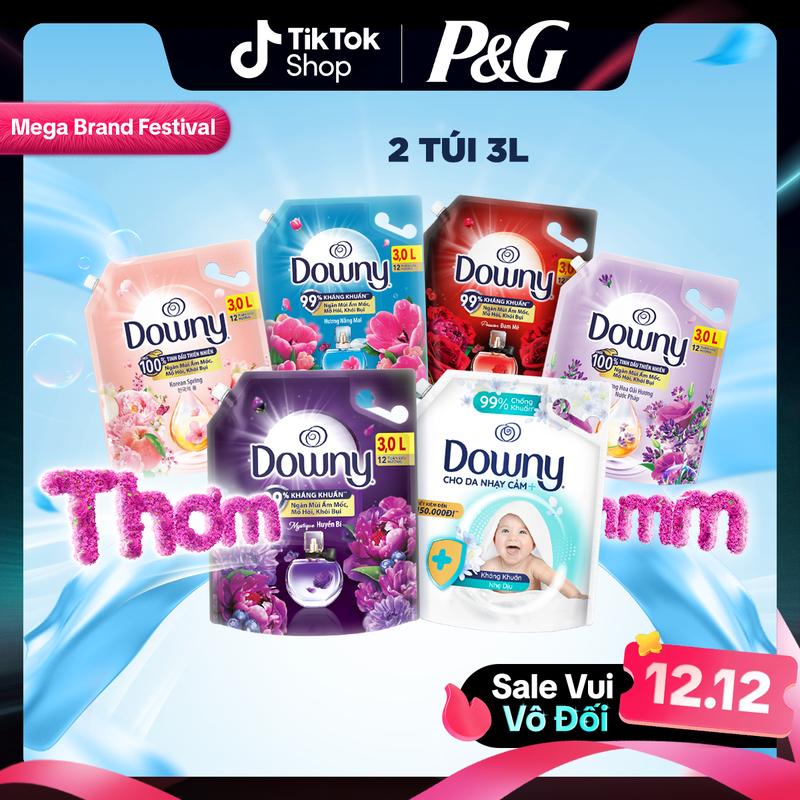 ƯU ĐÃI T12 Combo 2 túi Nước xả vải Downy 3L Nhiều Mùi Hương