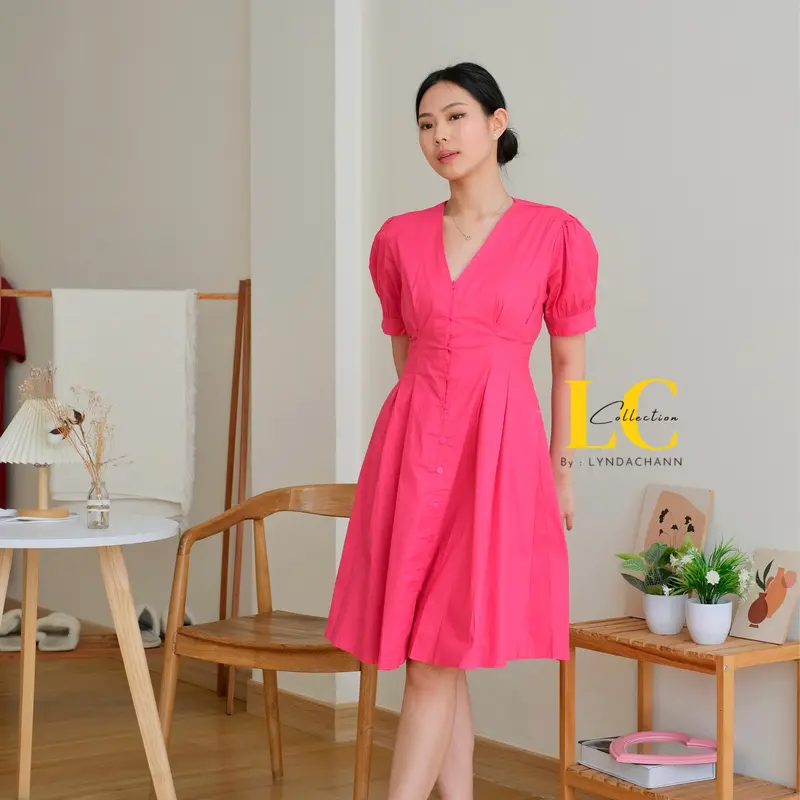 GIES - Dress Bumil Busui Wanita Poppy Button Santai V-Neck Elegan - Kancing, Casual 8