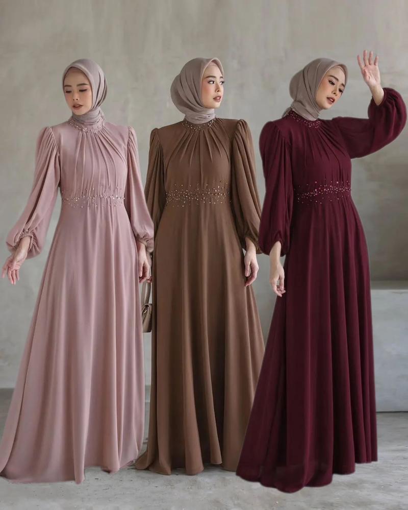 Product Introduction of Kamari Dress Model Polos Gamis Ceruty Babydoll Full Furing Aplikasi Mutiara Tangan Balon Nyaman Kondangan Cantik - Muslim Pesta Mewah Lebaran baju sarim bit brokat miagama melayu murah simpel syari muslimah swaroxy vina dres marun burgundy brukat ceruty b 8