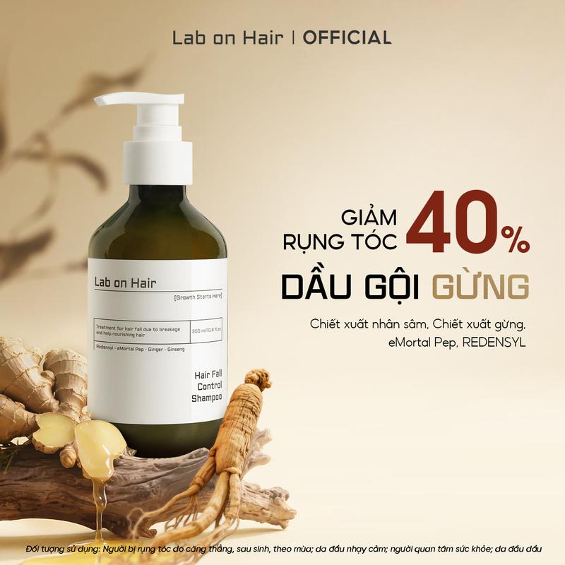  Dầu gội gừng Lab On Hair Nhân sâm Redensyl cải thiện tình trạng rụng tóc dầu gội mọc tóc 300ml 