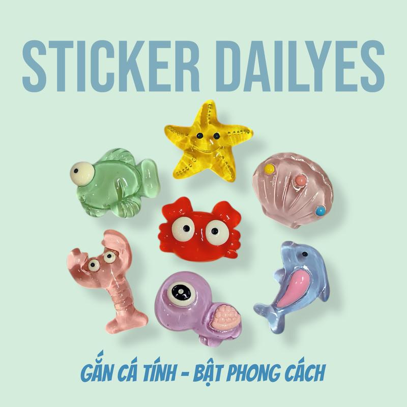 Bộ 10 chiếc Charm Gắn Dép Tôm Cua Cá Sticker Dép Cross Jibbitz In 3D Siêu Cute - Sticker Dailyes