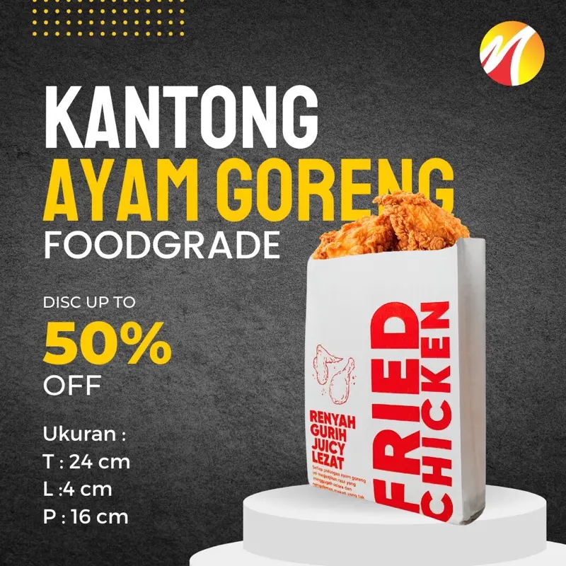 [isi 200] Kantong fried chicken termurah / kemasan kertas ayam goreng / kantong foodgrade / kantong ayam aesthetic / fried chicken / kantong makanan
