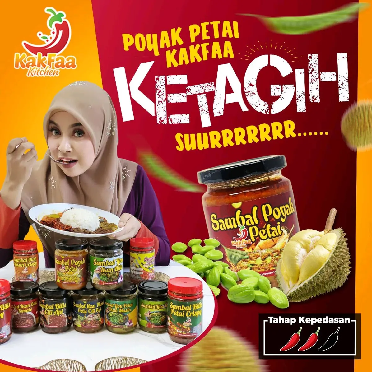 Sambal Poyak Petai Kakfaa Kitchen (BELI 3 BOTOL DAPAT FREE GIFT) Sambal Tempoyak