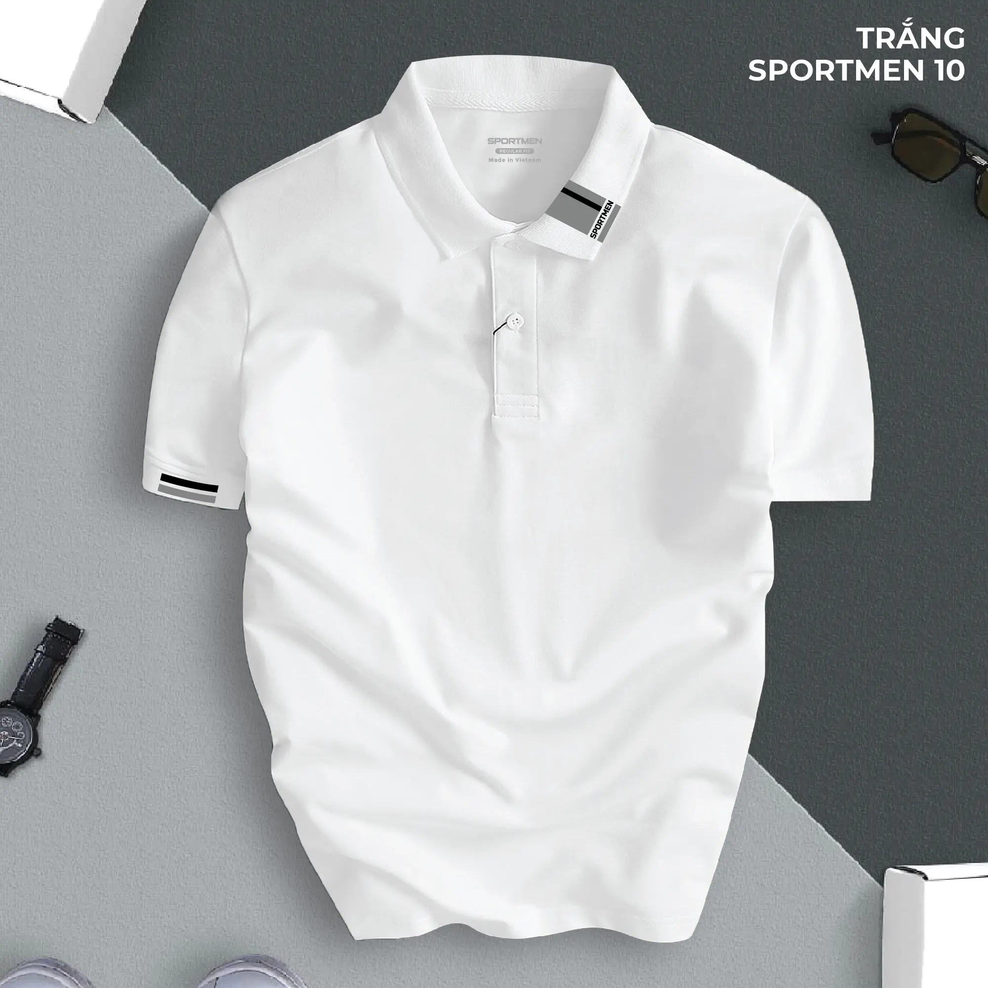 Áo phông SPORTMEN 10 cổ bẻ BASIC CVC vải cá sấu sang trọng, lịch lãm, thoáng mát Menswear Có Cổ Ngắn Tay Shirt Tay Ngắn