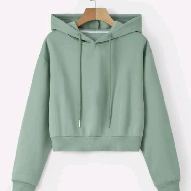 Sweater Crop Hoodie Wanita Fleece Lembut 1