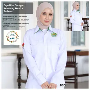 SERAGAM PDH PUTIH KEMENAG WANITA TERBARU 2025 LENGAN PANJANG / BAJU SERAGAM PUTIH ASN PPPK PNS WANITA TERMURAH BEST QUALITY BY BATIKSOLOORI BSO BISA COD
