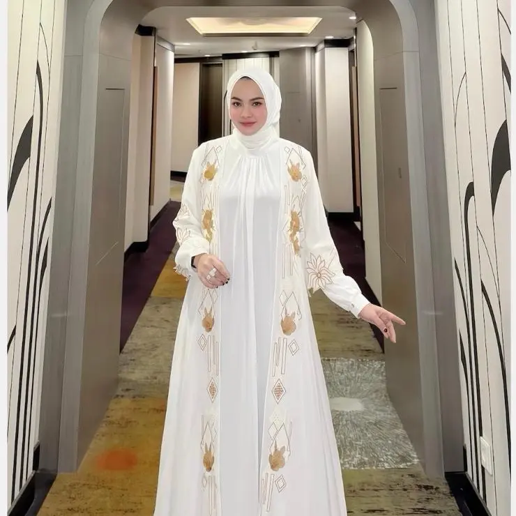 Dress Ootd Amanda Lebaran Terbaru 2025 Gamis Outer Abaya Pesta Wanita Set Hijab Mewah Elegan Kekian