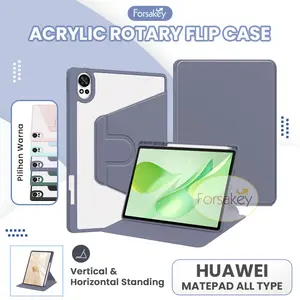 Case Acrylic untuk Tablet Huawei Matepad 11.5 2026 12 X 2025 Air Pro 12.2 13.2 12X 11 SE 10.4 Inch 2024 2023 2022 2021 2020 Papermatte Papermate Paper Matte Mate Standard Edition Flip Casing Book Cover Sarung Kesing Putar Akrilik Transparan Tab OPT