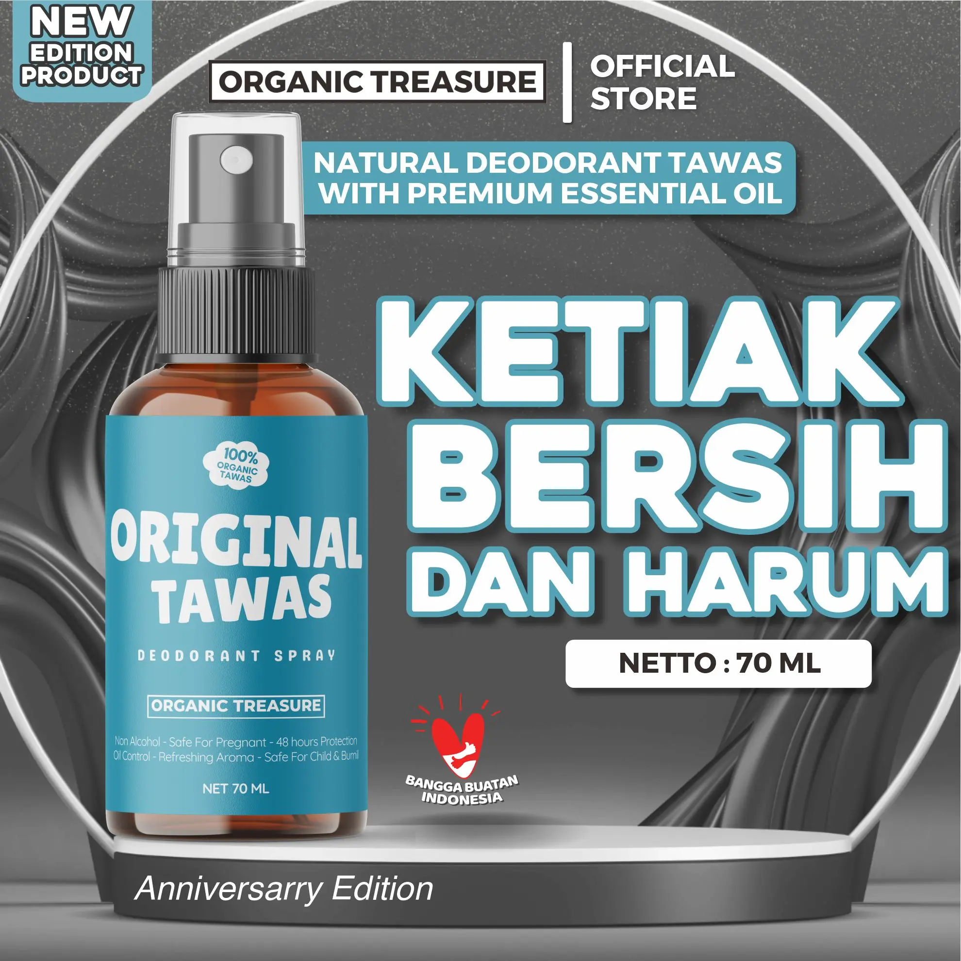 [70ML] DEODORANT TAWAS SPRAY PREMIUM - By Organic Treasure, Anniversarry Edition