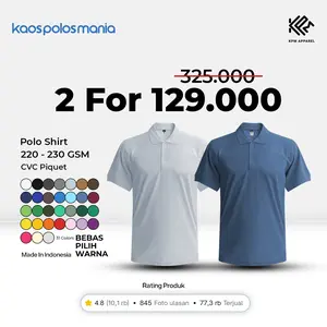[Buy 1 Get 1] 2 Pcs Polo Shirt KPM Apparel Bahan CVC Pique Size Reguler Dewasa Polos Unisex kaos kerah Formal Pria Lengan Pendek Kancing