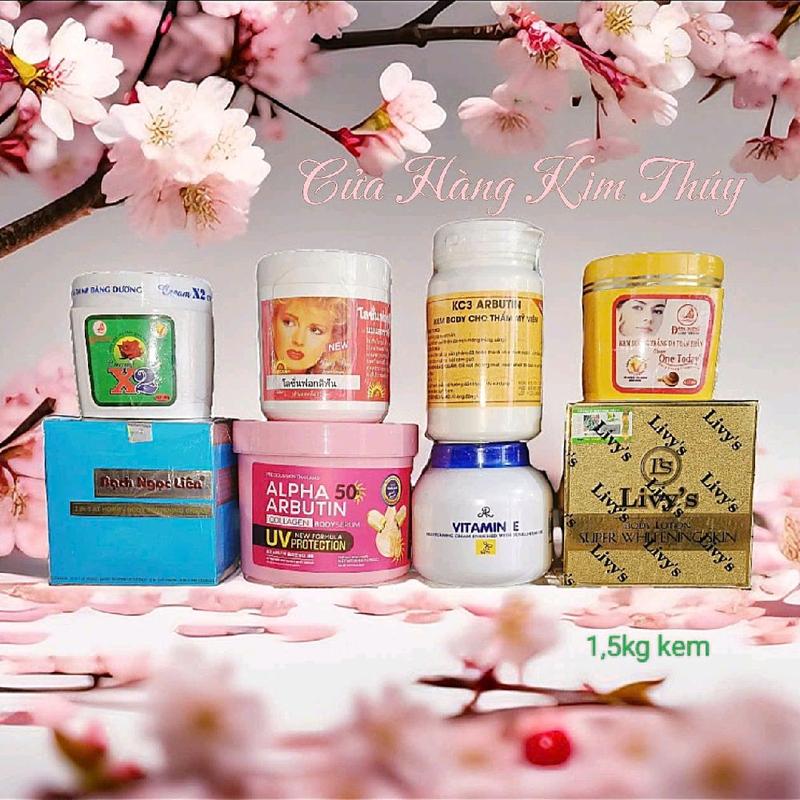 8 Món Bộ Sản Phẩm Kem Trộn Bạch Ngọc Liên+..... Bộ ~1,65kg kem hỗ trợ dưỡng trắng da toàn thân Dưỡng Da Body Làm Đẹp Da Kem Body Women Dưỡng Body
