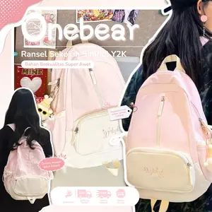 Ready Backpack tas sekolah y2k aesthetic tas laptop 14 inch tas ransel wanita cewek  tas sweet girls Seri gaya kampus Amerika gaya kampus baru warna kontras siswa sekolah menengah pertama tas sekolah berkapasitas besar ransel ransel untuk wanita LM77