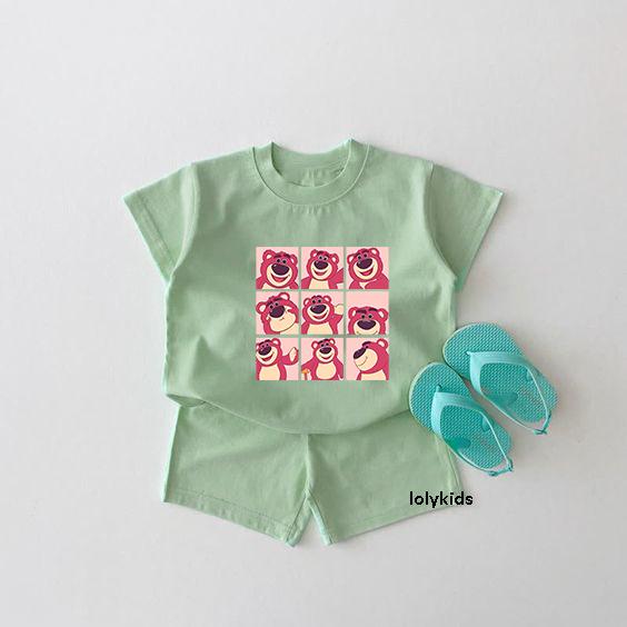 COD Stelan  Anak Yeah Lotso / Stelan Anak Kotak Lotso / Stelan Anak Lucu / One Set Anak Korean Style / Setelan Anak Kekinian Premium 2