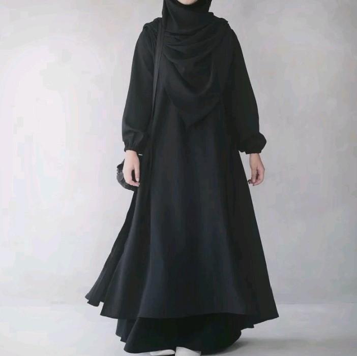 tunik | outfit kekinian  Atasan remaja-Dewasa Dress bahan crinkle Airflow Midi Basic Wanita 4