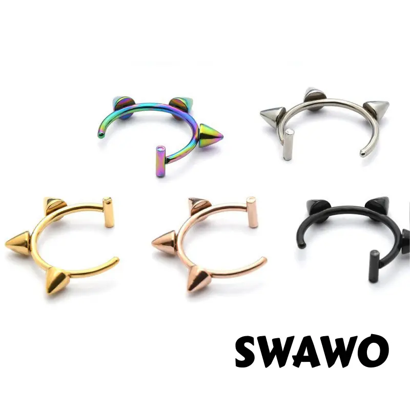 [Swawo] klip bibir bentuk C titanium steel tanpa lubang aksesoris tubuh desain unik serbaguna F554